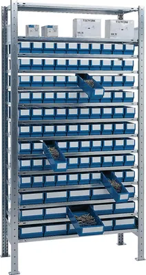 Produktbild von Steckregal H2000xB1000xT400mm Grundregal 14 Stahlbden 90 x 3, 15 x 4 blau