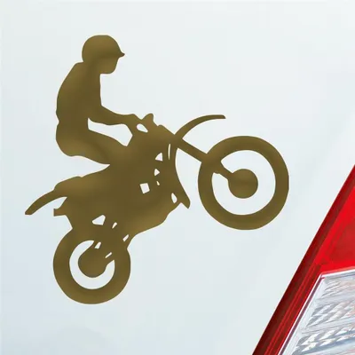 Produktbild von Auto Aufkleber Motorcross Motorrad Bike Tuning 10x9 cm Gold Sticker Heckscheibenaufkleber