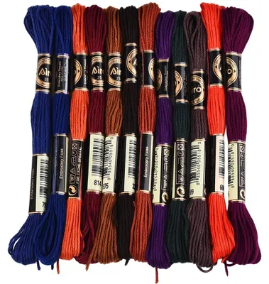 Stickgarn-Set 12 Stränge, bunt, Farbverlauf, Polyester, 96 m