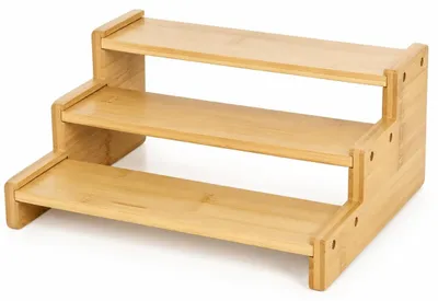 Image de Étagère à herbes en bambou à 3 niveaux pour cuisine et placard