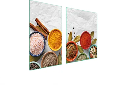 Produktbild von Herdabdeckplatten 2 teilig 100x52 Glaskeramikkochfeld Abdeckung Glas Schneidebrett Gewürze Küche