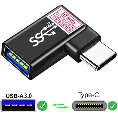 Produktbild von USB-C USB 3.2 zu USB A Winkel Adapter Typ C 3.2 OTG Handy kompatibel mit iPad Pro MacBook