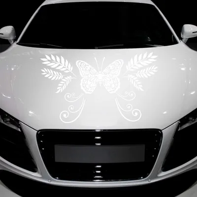 Produktbild von Aufkleber - Autoaufkleber "Butterfly Ranke" 90cm x 53cm Weiß - Tuning Carystyling Heckscheibe Auto