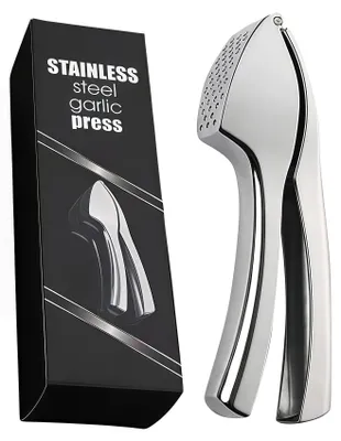 Knoflookpers aus Edelstahl, 40 Presslöcher, 15 x 4 x 3 cm, silber