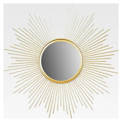 Produktbild von Sonnenspiegel Gold Ø 50 cm Metall Deko Sonnenform Wandspiegel Boho Flurspiegel