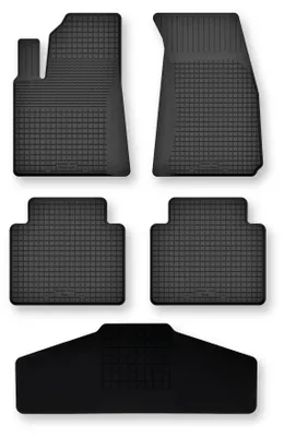 Image de Tapis de sol en caoutchouc + tunnel pour Tesla S I 2012-2016 (berline) – 5 pièces, noirs, semi-universel, adapté