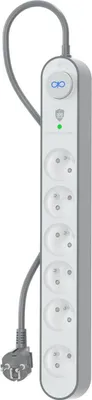 Image de Force Power, multiprise 6 prises type E 1120J avec protection contre les surtensions, blanc / gris