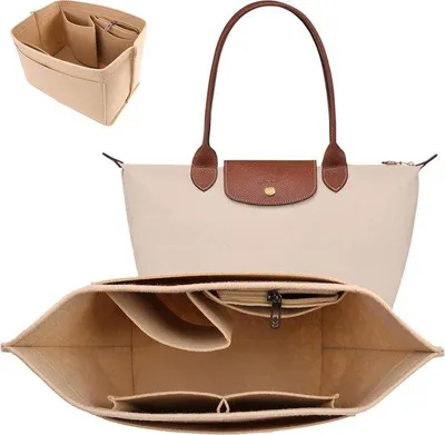 Imagen del producto de Organizador para bolso de fieltro - Le Pliage Longchamp - Con múltiples compartimentos - Beige - Talla M