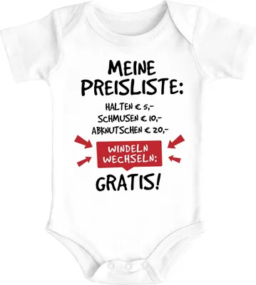 Produktbild von Baby Body mit Spruch lustig meine Preisliste Baumwolle Jungen & Mädchen MoonWorks® weiß 3-6 Monate