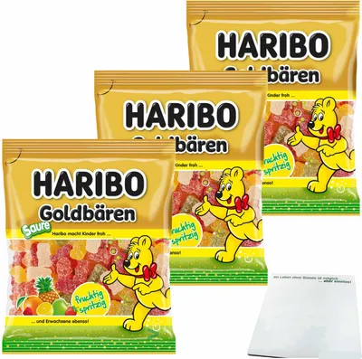 Produktbild von Haribo Goldbären sauer 3er Pack (3x175g Beutel) + usy Block