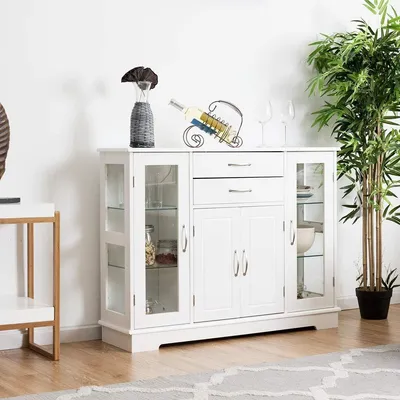 Image de Armoire de rangement - Armoire - Vitrine - Commode - Penderie - Deux portes vitrées
