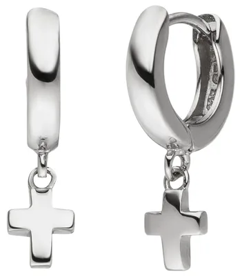 Produktbild von Creolen Kreuz Kreuze aus 925 Silber rhodiniert Ohrringe Ohrschmuck