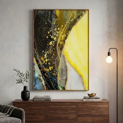 Obrázek produktu pro Abstraktní skleněný panel s rámem, vícebarevný 80x3,5x120 cm