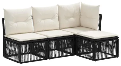 Produktbild von vidaXL Gartensofa-set 4 pcs Schwarz Poly-Rattan