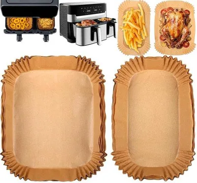 Produktbild von Backpapier für Heißluftfritteusen – 100 Stück – für Tefal Easy Fry 5,2/3,1 l – für Philips NA352/00, NA550/00, 3000 und 5000 Serie 6 l/3 l