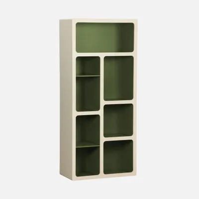 Immagine prodotto di Libreria organica in legno bicolore con 8 scomparti, Verde kaki