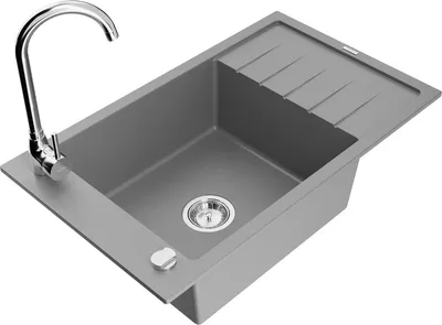 Produktbild von Mexen Elias 1 Becken-Granitspüle mit Abtropffläche und Mischbatterie Telma, Grau - 6511-71-670200-00