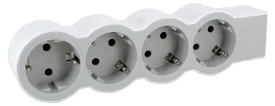 Produktbild von LEGRAND, Flache Steckdosenleiste, 4-fach Steckdose, Mehrfachsteckdose, ohne Kabel, Ultraweiß/Grau, 694575