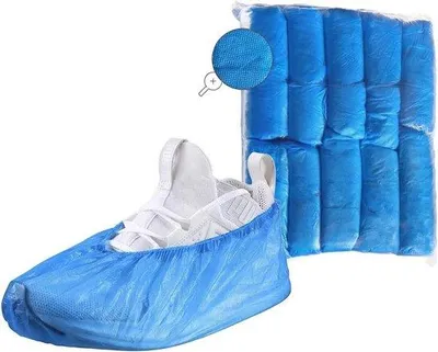 Produktbild von Famanu Überschuhe CPE – 100 Stück – wasserdicht, rutschfest und reißfest – blau