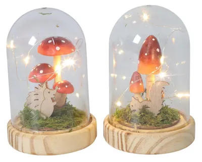 Image de Champignon en verre avec éclairage LED, Ø 9,5 x H 13,5 cm