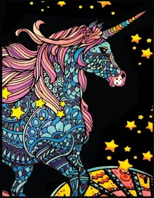 Obrázok produktu pre Farebná omaľovánka A4, "Jednorožec Zodiak" – Colorvelvet