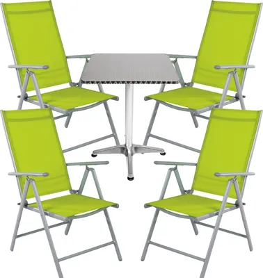 Produktbild von Bistrogarnitur 5-teilig Aluminium - Textilen / Lime