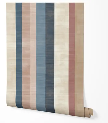 Produktbild von Vliestapete Streifen Beige Blau Rosa Modern Wohnzimmer Schlafzimmer Struktur Optik Abwaschbar UV-beständige Tapete 10m x 0.5m