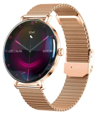 Zdjęcie produktu dla Forever Smartwatch dla modnych kobiet, Bluetooth, AMOLED, można dzwonić bezpośrednio z zegarka SB-370 Lucca różowe złoto - bransoleta Spotted
