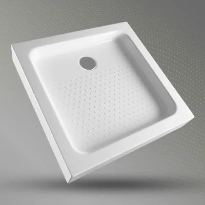 Image de ECOLAM Receveur de douche carré Tim avec surface antidérapante 90x90 x 15 cm | profondeur 5 cm | pieds siphon + silicone | Set complet