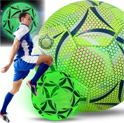 Produktbild von Reflektierender Fußball für die Füße, fluoreszierend, leuchtet im Dunkeln, solide