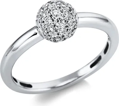 Produktbild von Pavé Ring Kugel aus 750 Weißgold 39 Brillanten 0,42ct TW-SI Ø6,6mm Innenumfang 54mm  Ø17.2mm
