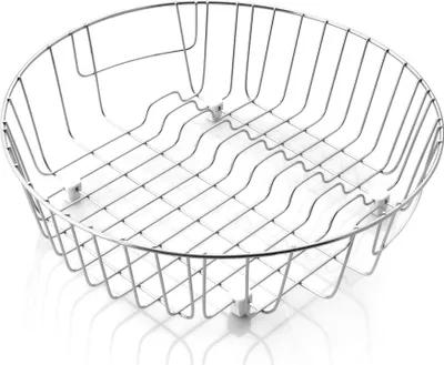 A silver wire dish rack is shown against a white background.