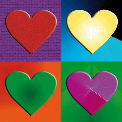 Produktbild von Liebe Kunstdruck Bild - Pop-Art Herzen (100 x 100 cm)