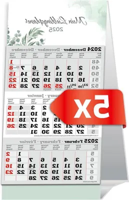 Image de Calendrier de bureau 2025, format portrait, 95 x 194 mm, papier naturel