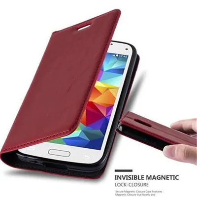 Obrázek produktu pro Cadorabo pouzdro pro Samsung Galaxy S5 MINI / S5 MINI DUOS Ochranné pouzdro v červené barvě Kryt na mobil s magnetickým zavíráním
