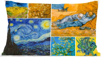 Produktbild von MuchoWow® Zierkissen Sofakissen Wohnzimmer Dekokissen 60x40 cm Van Gogh - Collage - Alte Meister - Kopfkissen - Polster mit Foto