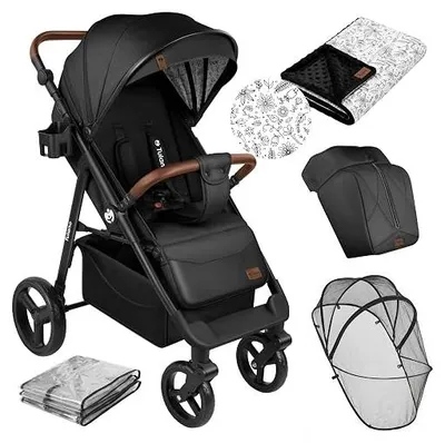 Productafbeelding van Avignon 35 Kinderwagen/Buggy, compact en inklapbaar - Reisbuggy | met ligfunctie - Reisbuggy, geschikt als handbagage in het vliegtuig - Kinderbuggy inclusief voetenzak en regenbescherming - Babybuggy tot 22 kg - Zwart