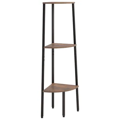 Image de vidaXL Étagère d'angle avec 3 étagères brun foncé et noir 45,5x31,5x120 cm