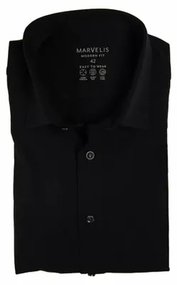 Produktbild von Marvelis - Modern Fit - Herren Langarm Hemd, (726284), Größe:38, Farbe:schwarz (68)