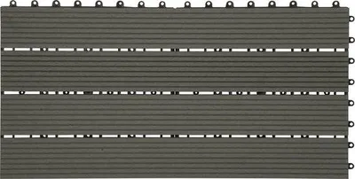 Image de Dalles de terrasse à emboîter - Lot de 6 - Résistantes aux intempéries et stables - Dalles de jardin, dalles de terrasse - 30 x 60 cm - Gris