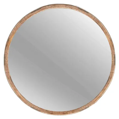 Image de Miroir mural rond - Ø 40 cm - Cadre en bois - Naturel - Pour salon et couloir
