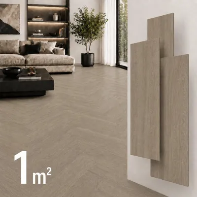 Produktbild von SPC Vinylboden Fischgrät 5,5mm Klick Vinyl Wasserfest Holzoptik mit IXPE Trittschalldämmung Herringbone Bodenbelag, KI-generiertes Bild