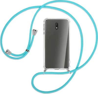 Produktbild von Handykette Backcover-Schutzhülle mit Band (Metall silberfarben) für Nokia 3 - türkis