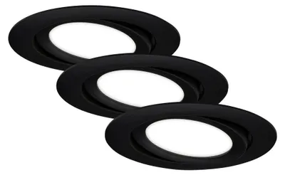 Produktbild von 3 x Briloner LED Einbauleuchten Schwarz rund Ø10,6cm IP23 7W 600lm Neutralweiß 4000K schwenkbar