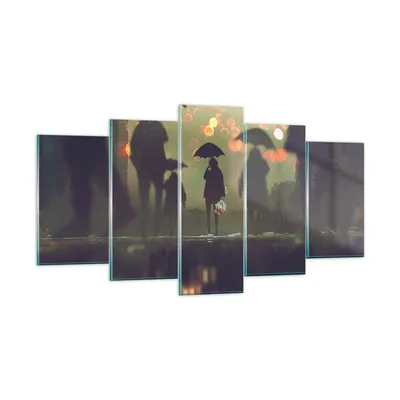 Produktbild von Bilder auf glas - Straße Regen Wasser - 160x85cm - Glasbilder - Wandbilder - Kunstdruck - zum Aufhängen bereit - Wanddekoration aus Glas - Glas Bilder - Wandbild auf Glas - 5 Teile - GEA160x85-3885