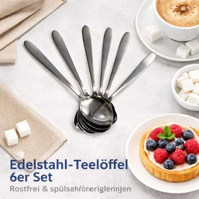 Produktbild von Teelöffel Löffel, 6-teiliges Stahlbesteck