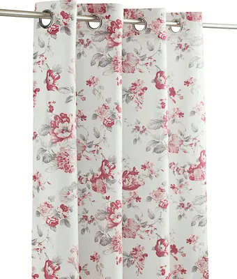 Produktbild von LANDKING® Ösenschal Rosamunde, Gardine, Vorhang, Dekoschal, Blumen Rosen, blickdicht, 8 Ösen, 140 x 245 cm, Landhaus, Romantik, Polyester, Farbe rot, grau