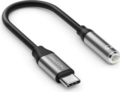 Produktbild von deleyCON USB-C auf 3,5mm Audio ALU Adapter - DAC-Chip & TRRS - USB Typ-C Stecker zu Klinkenbuchse - Kompatibel mit Smartphones, Tablets, Headsets, Lautsprechern - Schwarz Grau