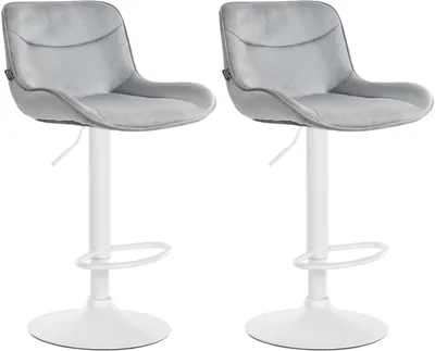 Produktbild von 2er Set Barhocker Vonore Samt weiß grau