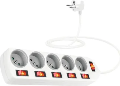 Obrázek produktu pro Prodlužovací kabel s 5 zásuvkami a 6 vypínači 2m bílý